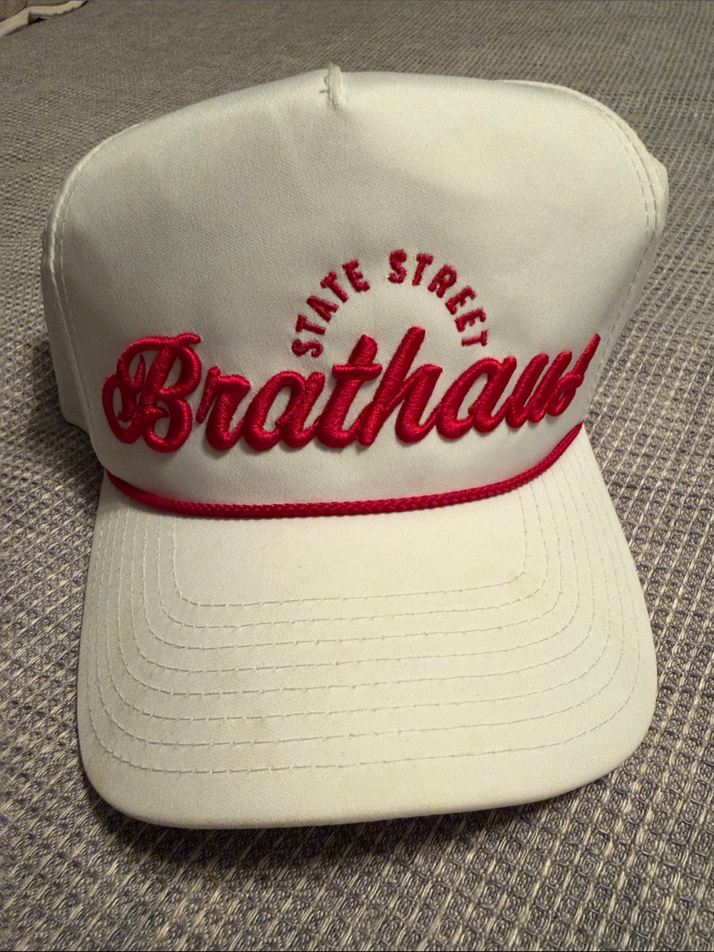 White and Red Brathaus Trucker Hat